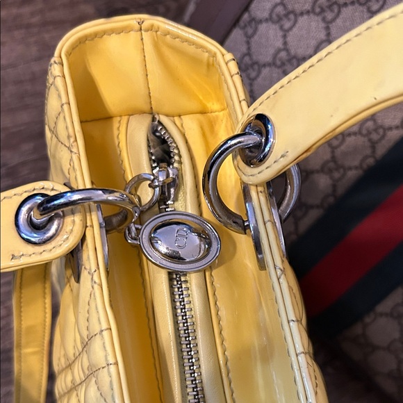 Dior Yellow vintage Patent Leather Satchel - Picture 3 of 9